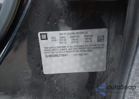 2018 Chevrolet Cruze Lt Auto z USA, uszkodzony, nr VIN 1G1BE5SMXJ7166471